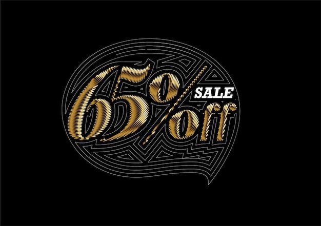 65% di sconto sul banner di sconto sulla vendita. prezzo scontato dell'offerta. illustrazione moderna dell'autoadesivo di vettore.