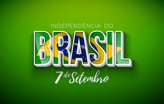 7 сентября Иллюстрация Дня независимости Бразилии с национальным флагом в 3d-письме