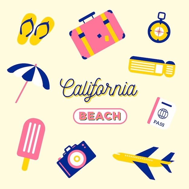 Free vector 70s style travel sticker collection