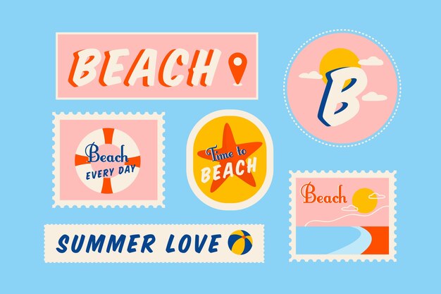 70s style travel sticker set