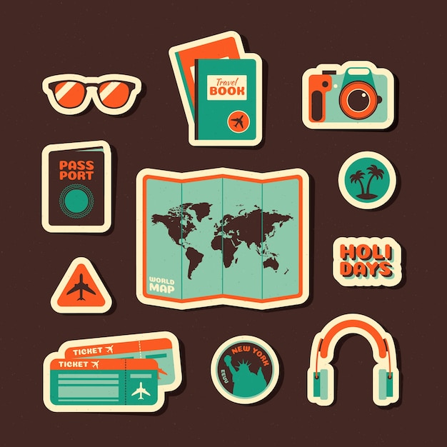 70s Style Travel Sticker Set