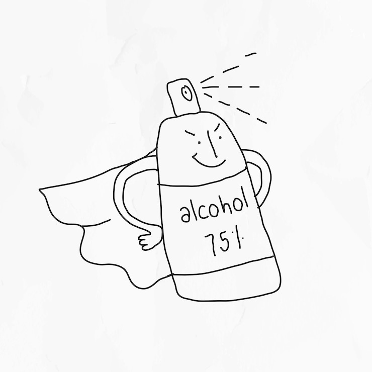 無料Vector 75% アルコール ジェル ベクトル covid-19 落書きイラスト