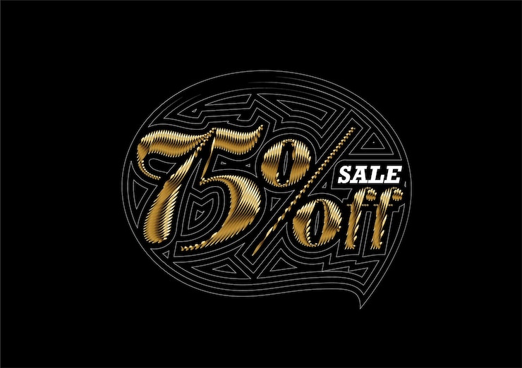 Free Vector 75% off sale discount banner. discount offer price tag. vector modern sticker illustration.
