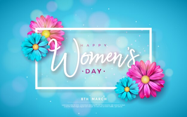 8 марта Счастливый женский день цветочные открытки.