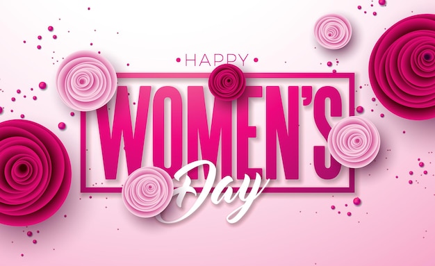 8 марта Счастливый женский день Иллюстрация Международный женский день Векторный дизайн с цветком розы