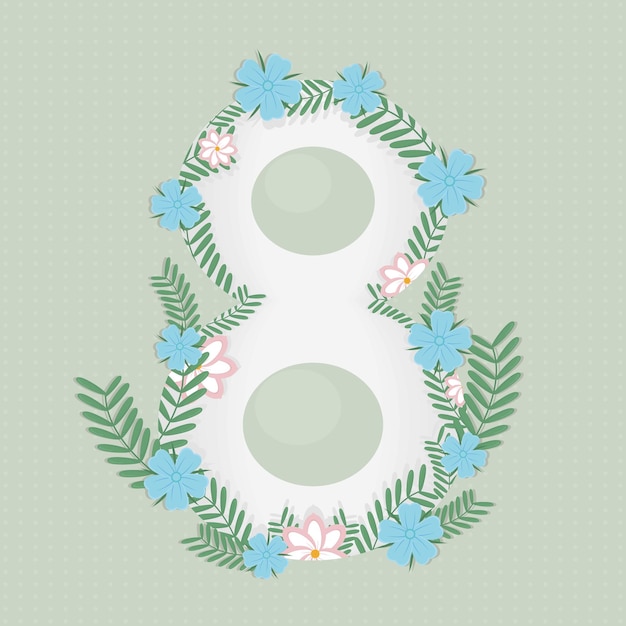 Free vector 8 march illustration with flowers