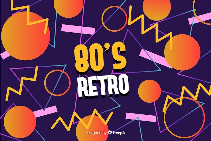 無料Vector 80年代のカラフルな背景の幾何学的なスタイル