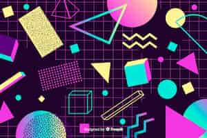 Free vector 80's geometric background with different shapes