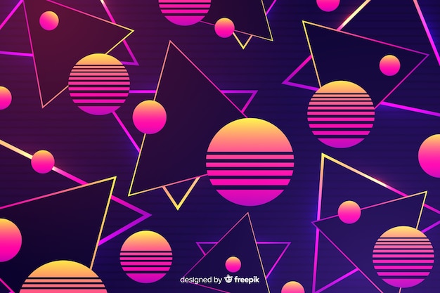 80's geometric colorful decorative background