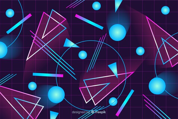 80年代の幾何学的なカラフルな装飾的な背景