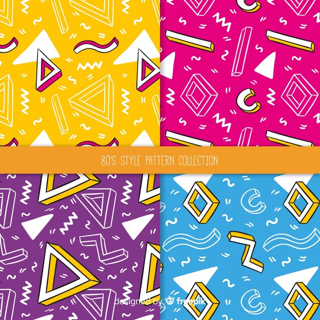 Free vector 80's style pattern collection