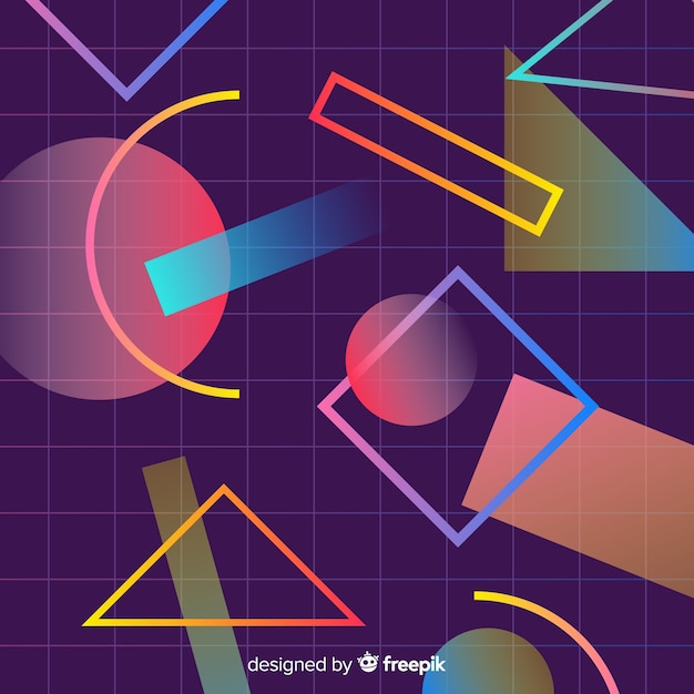 Vettore gratuito sfondo geometrico anni '80 con stile retrò