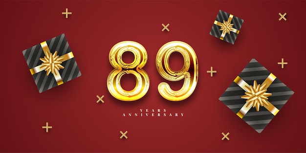 89 years anniversary luxury gold template design