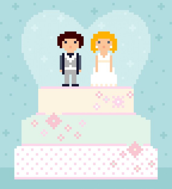 手描きの結婚式のカップルの背景 無料のベクター