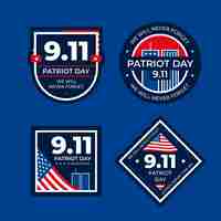 Free vector 9.11 patriot day badges collection