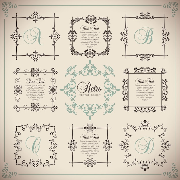 Free vector 9 ornamental frames