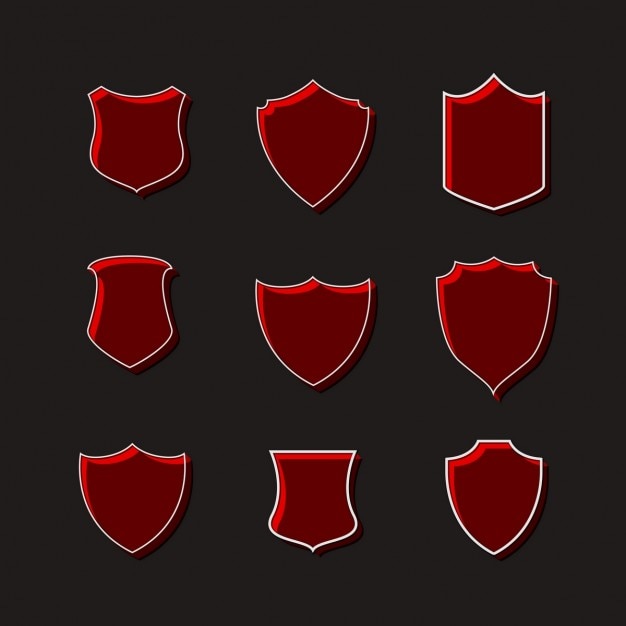 Free vector 9 red shields