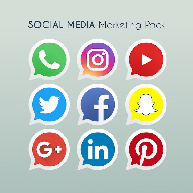 9 round social networking icons
