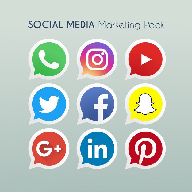 9 round social networking icons