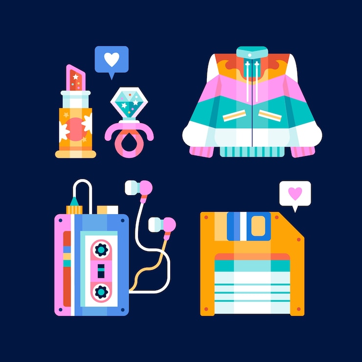 Free Vector 90s element set illustration