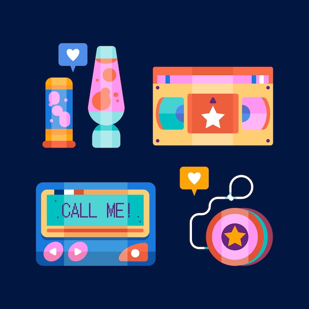 Free vector 90s element set illustration