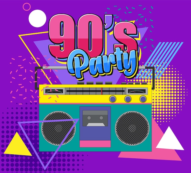 Free vector 90s party poster template