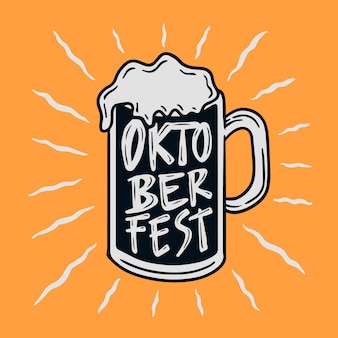 手描きレトロなビールガラスオクトーバーフェストイラスト プレミアムベクター 手描きレトロなビールガラスオクトーバーフェストイラスト プレミアムベクター