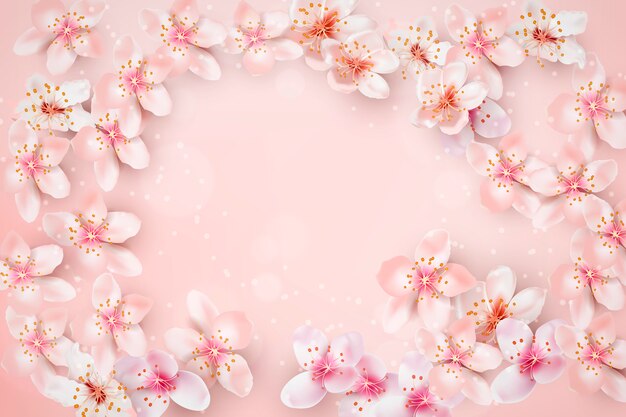 桜のフレームとやり場のない背景 無料のベクター