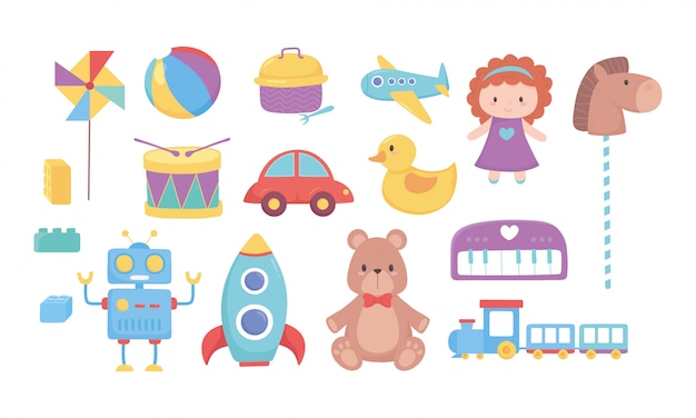 子供のおもちゃのアイコンを設定 無料のベクター