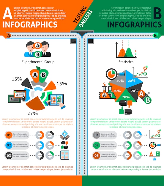 無料ベクター abテストinfographics set