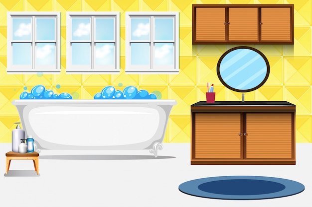Бесплатное векторное изображение Фон интерьера ванной комнаты