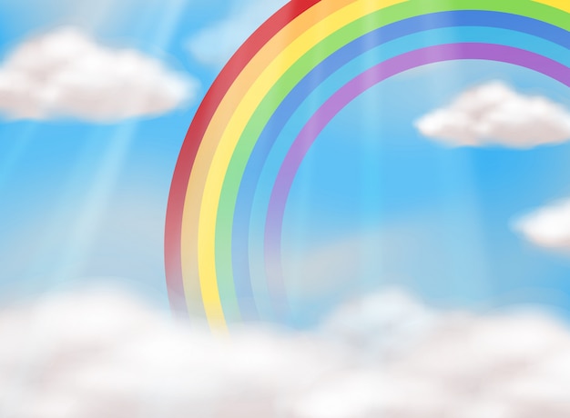 Бесплатное векторное изображение Красивая радуга в небе