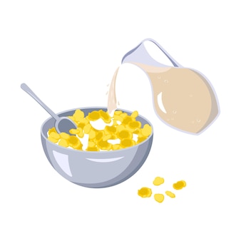 ミルク朝食シリアル現実的なイラスト 無料のベクター ミルク朝食シリアル現実的なイラスト 無料のベクター