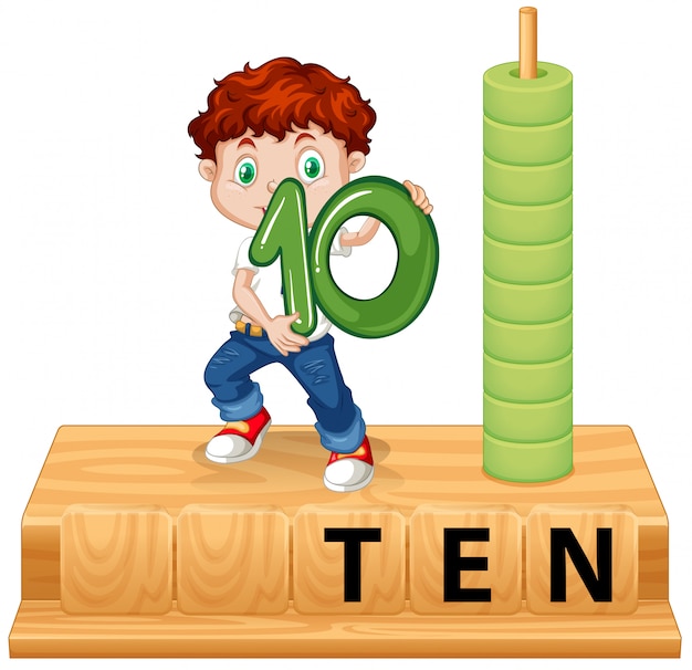 Бесплатное векторное изображение Мальчик с номером десять