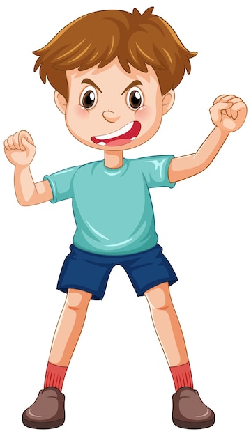 Бесплатное векторное изображение Мальчик с сердитым лицом мультипликационный персонаж