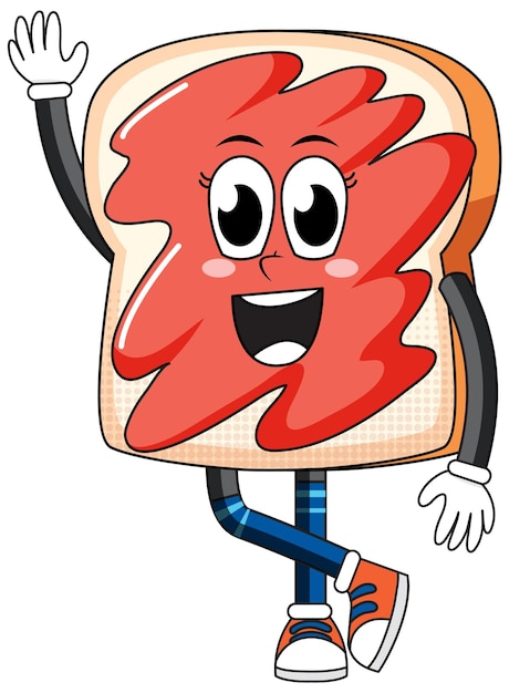 無料ベクター 白い背景の上のパンの漫画のキャラクター
