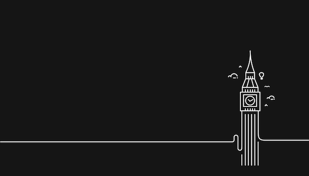 手描きの時計塔 ビッグベンロンドン デザインベクトルイラストの概要 プレミアムベクター