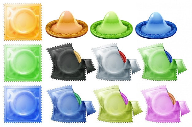 Бесплатное векторное изображение Коллекция презервативов