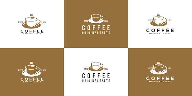 Коллекция винтажных логотипов кофе, дизайн логотипа напитков ресторана