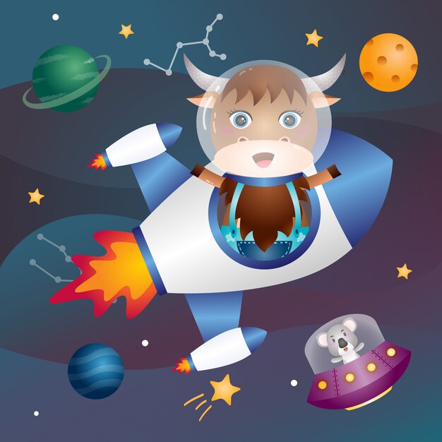 宇宙銀河のかわいいコアラ プレミアムベクター