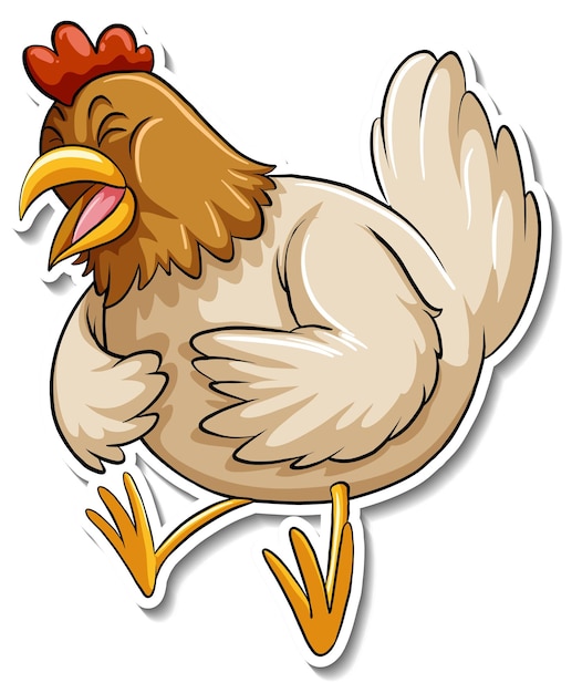 무료 벡터 귀여운 닭 만화 동물 스티커