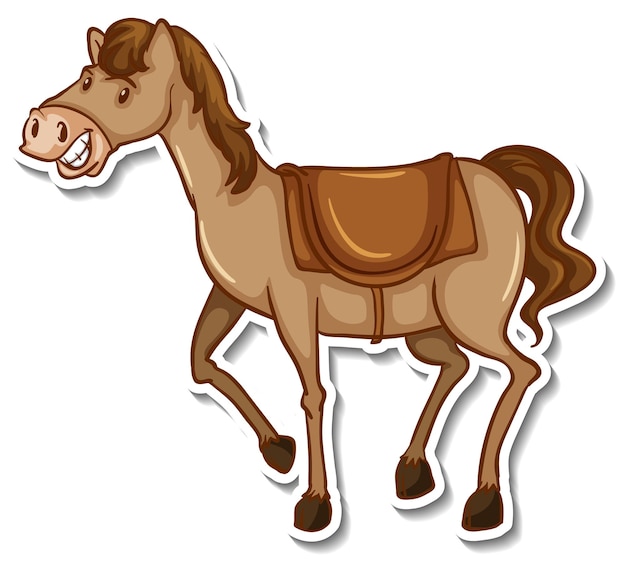 Бесплатное векторное изображение Наклейка с милой лошадью и мультяшным животным