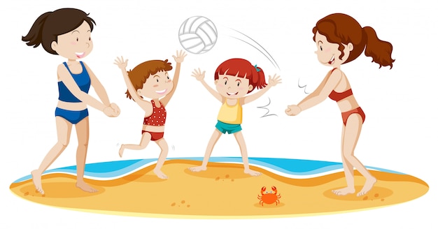Семейный волейбол на пляже