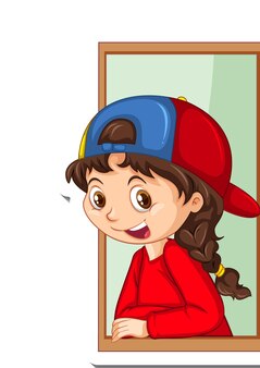 Девушка смотрит в окно мультипликационный персонаж