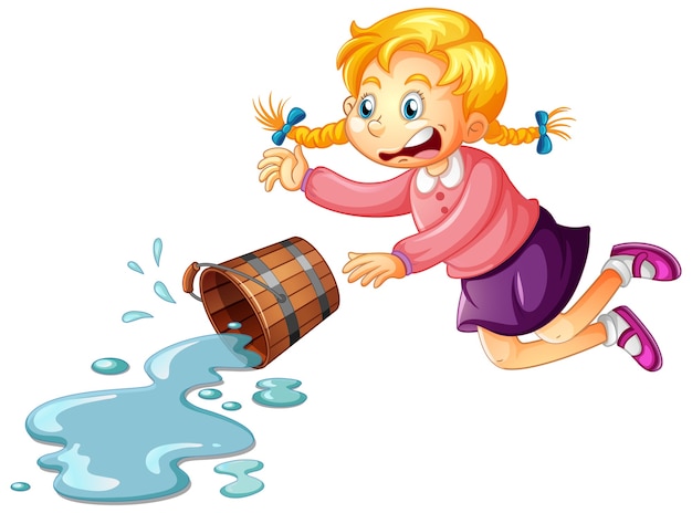 Бесплатное векторное изображение Девушка с ведром воды на белом фоне