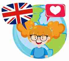 Бесплатное векторное изображение Девушка с флагом соединенного королевства