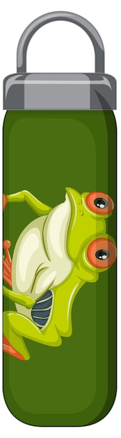 Бесплатное векторное изображение Зеленые термосы с рисунком лягушки