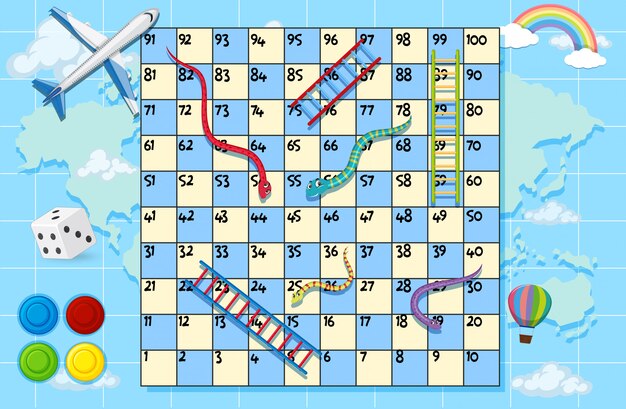 ヘビとはしごのボードゲーム プレミアムベクター ヘビとはしごのボードゲーム プレミアムベクター