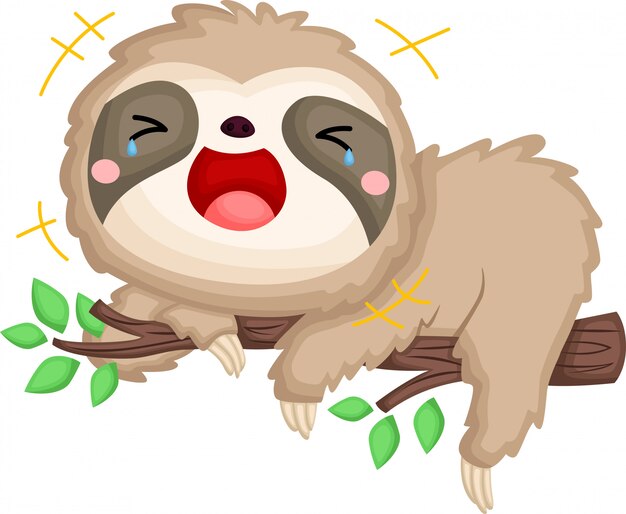イラストとかわいいナマケモノとのシームレスなパターン プレミアムベクター