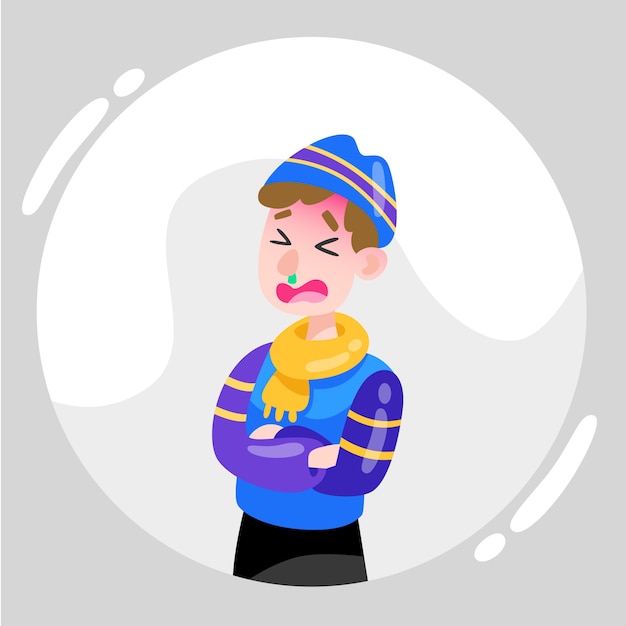 Бесплатное векторное изображение Человек с простудой